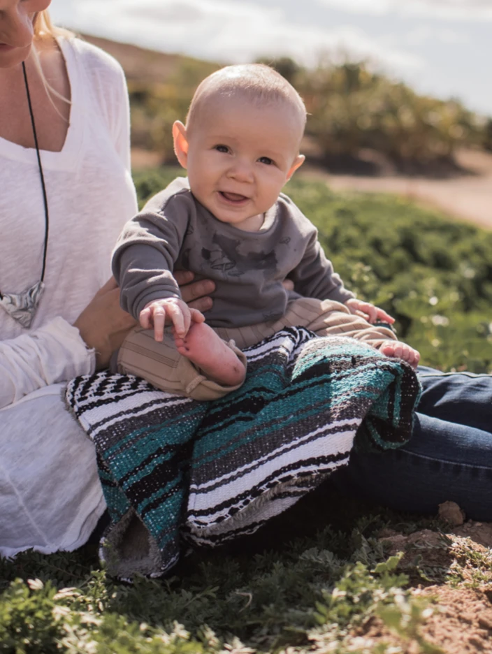 Blue Hand-Made Serape And Sherpa Baby Blanket - Image 4