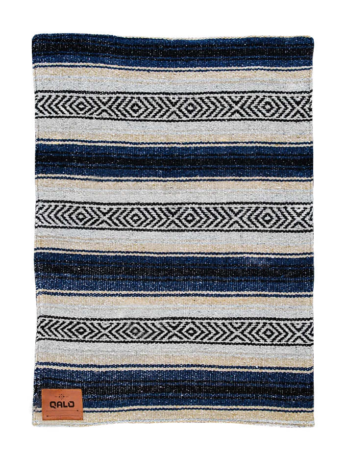 Blue Hand-Made Serape And Sherpa Baby Blanket - Image 3