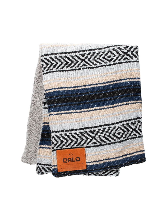 Blue Hand-Made Serape And Sherpa Baby Blanket