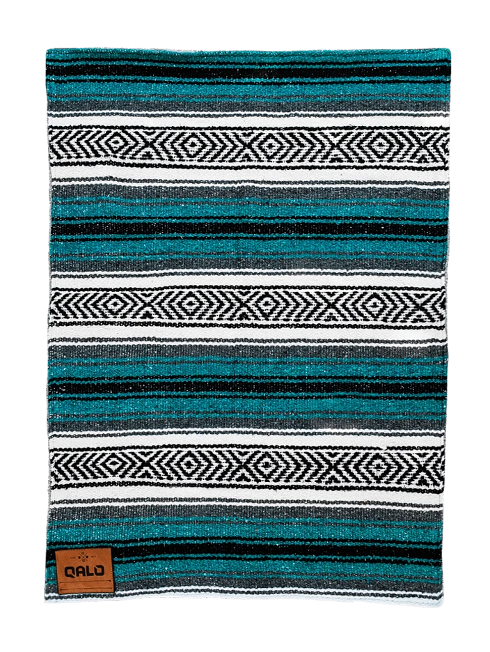 Teal Hand-Made Serape And Sherpa Baby Blanket - Image 3