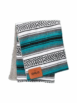 Teal Hand-Made Serape And Sherpa Baby Blanket