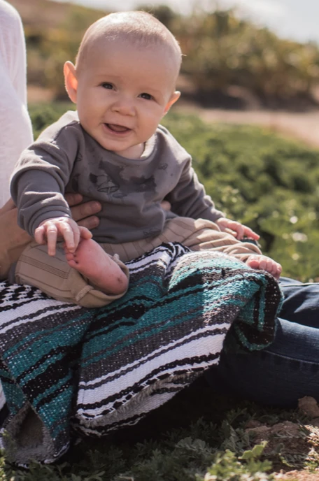 Blue Hand-Made Serape And Sherpa Baby Blanket - Image 7