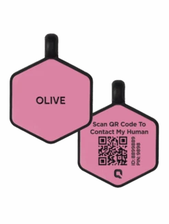 Rose Silicone QR Dog ID Tag Powered By MyID