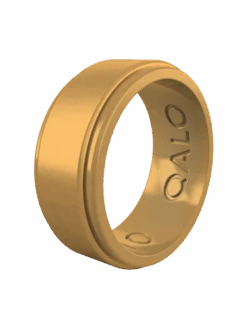 Men's Metallic Polished Step Edge Silicone Ring