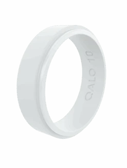 Narrow Polished White Step Edge Silicone Ring