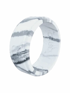 Men's White Marble Step Edge Silicone Ring