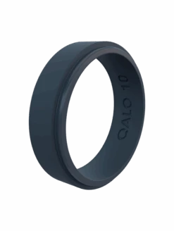 Men's Slate Grey Narrow Polished Step Edge Silicone Ring