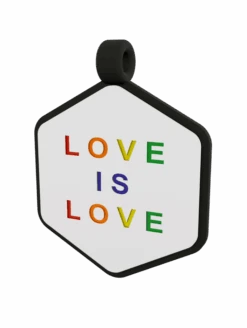 Rainbow Love Is Love Hex Dog ID Tag