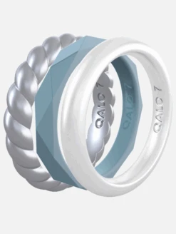 Women's Pearl, Blue Moonstone, & Silver Triple Stack