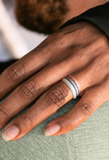 Women's Pearl, Blue Moonstone, & Silver Triple Stack - Image 5