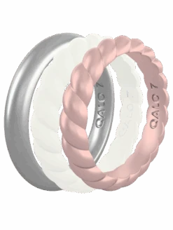 Women's Rose Gold, White, & Silver Triple Stack