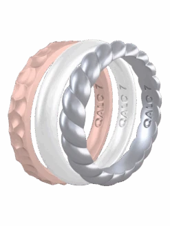 Women's Rose Gold, Silver, & Pearl Triple Stack