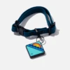 Navy QALO Collar & Ocean Sunrise TraQ Dog ID Tag Set