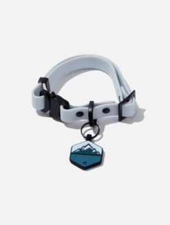 Sky Blue QALO Collar & Frost Mountain Silicone Dog ID Tag Set